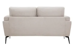 Canapé design 2 places en tissu effet velours texturé beige et métal noir MOSCO