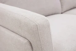 Canapé design 2 places en tissu effet velours texturé beige et métal noir MOSCO