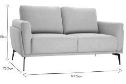Canapé design 2 places en tissu effet velours texturé beige et métal noir MOSCO