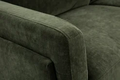 Canapé design 3 places en tissu effet velours vert kaki et métal noir MOSCO