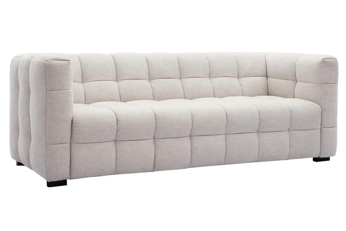 Canapé design 3 places en tissu effet velours texturé beige CORTO