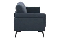 Canapé design 2 places en tissu effet velours texturé bleu foncé et métal noir MOSCO