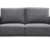 Canapé design 2 places en tissu effet velours texturé gris foncé et métal noir MOSCO