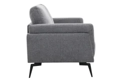 Canapé design 2 places en tissu effet velours texturé gris foncé et métal noir MOSCO