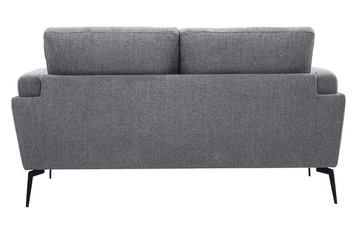 Canapé design 2 places en tissu effet velours texturé gris foncé et métal noir MOSCO