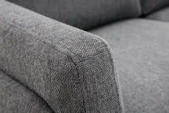 Canapé design 2 places en tissu effet velours texturé gris foncé et métal noir MOSCO