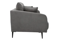 Canapé design 3 places en tissu effet velours gris et métal noir JERRY