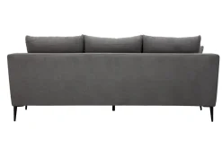 Canapé design 3 places en tissu effet velours gris et métal noir JERRY