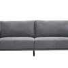 Canapé design 3 places en tissu effet velours texturé gris et métal noir MOSCO
