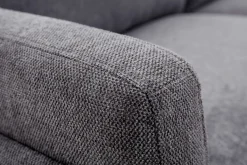 Canapé design 3 places en tissu effet velours texturé gris et métal noir MOSCO