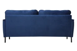 Canapé design 3 places en tissu velours bleu foncé et métal noir BEKA