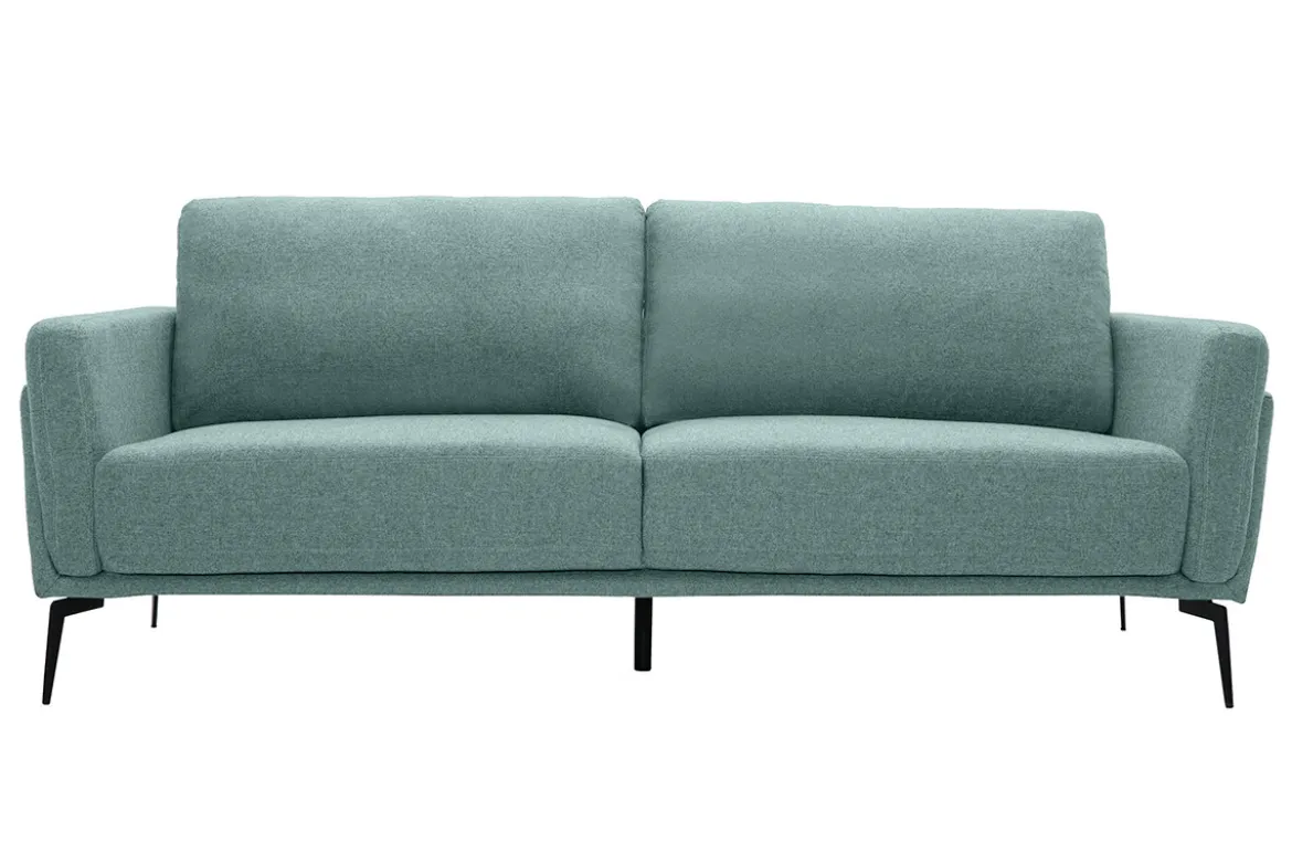 Canapé design 3 places en tissu vert de gris et métal noir MOSCO