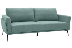 Canapé design 3 places en tissu vert de gris et métal noir MOSCO