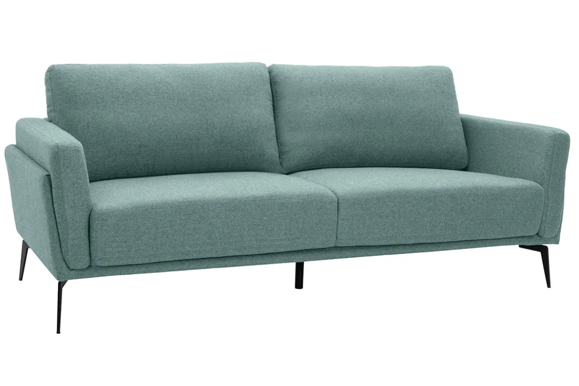 Canapé design 3 places en tissu vert de gris et métal noir MOSCO