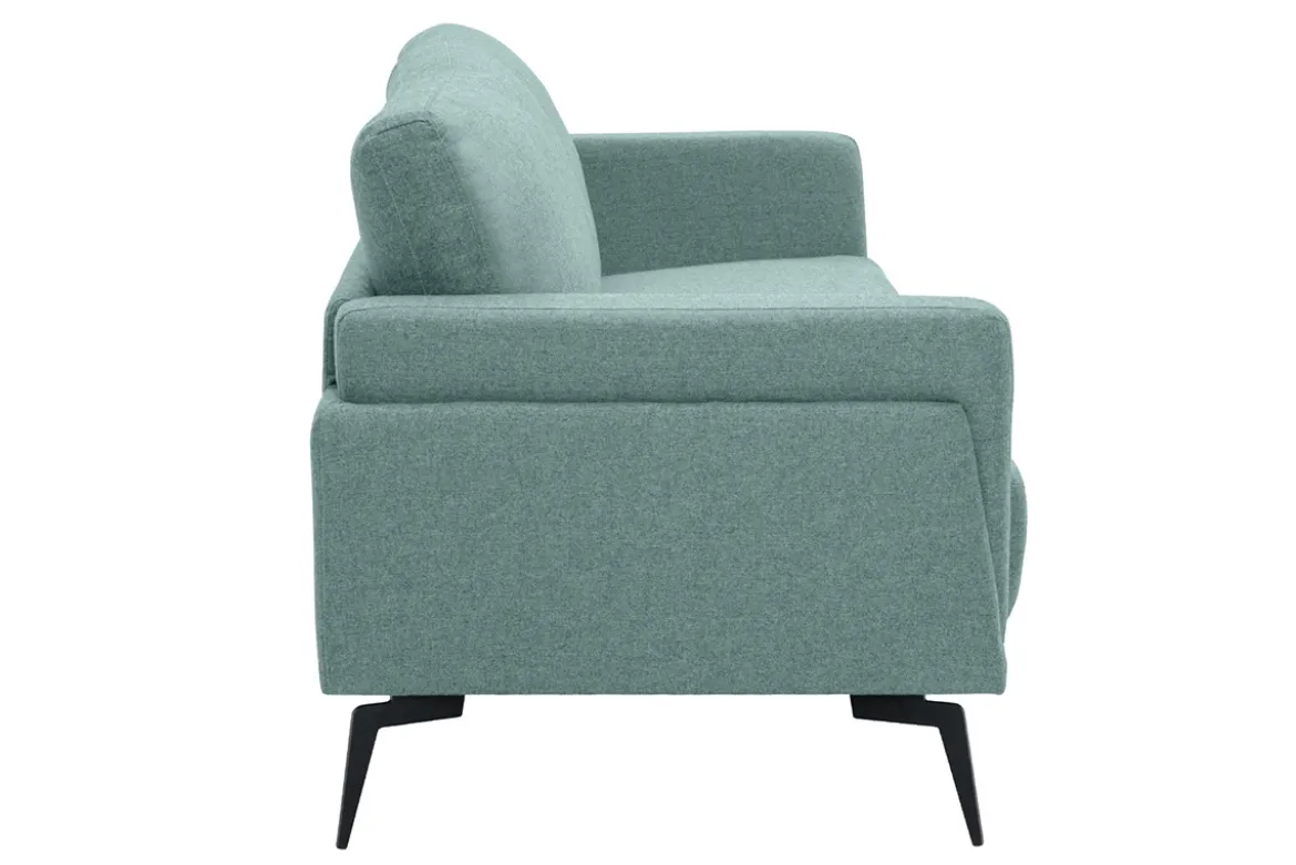 Canapé design 3 places en tissu vert de gris et métal noir MOSCO