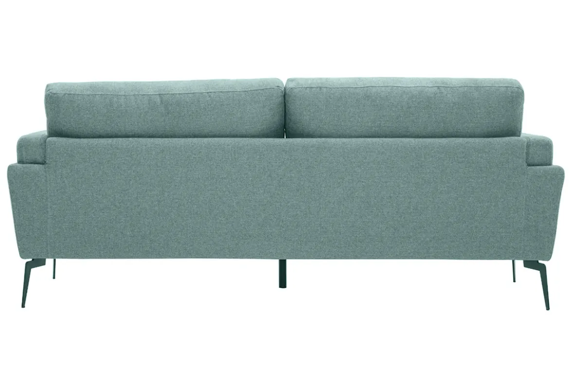 Canapé design 3 places en tissu vert de gris et métal noir MOSCO