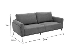 Canapé design 3 places en tissu vert de gris et métal noir MOSCO