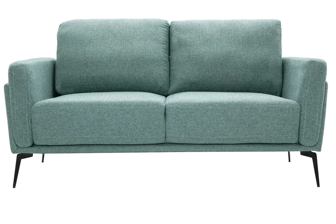 Canapé design 2 places en tissu vert de gris et métal noir MOSCO