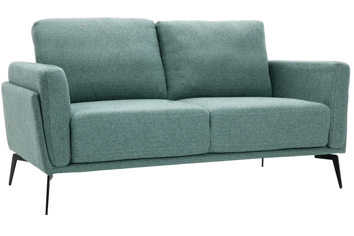 Canapé design 2 places en tissu vert de gris et métal noir MOSCO
