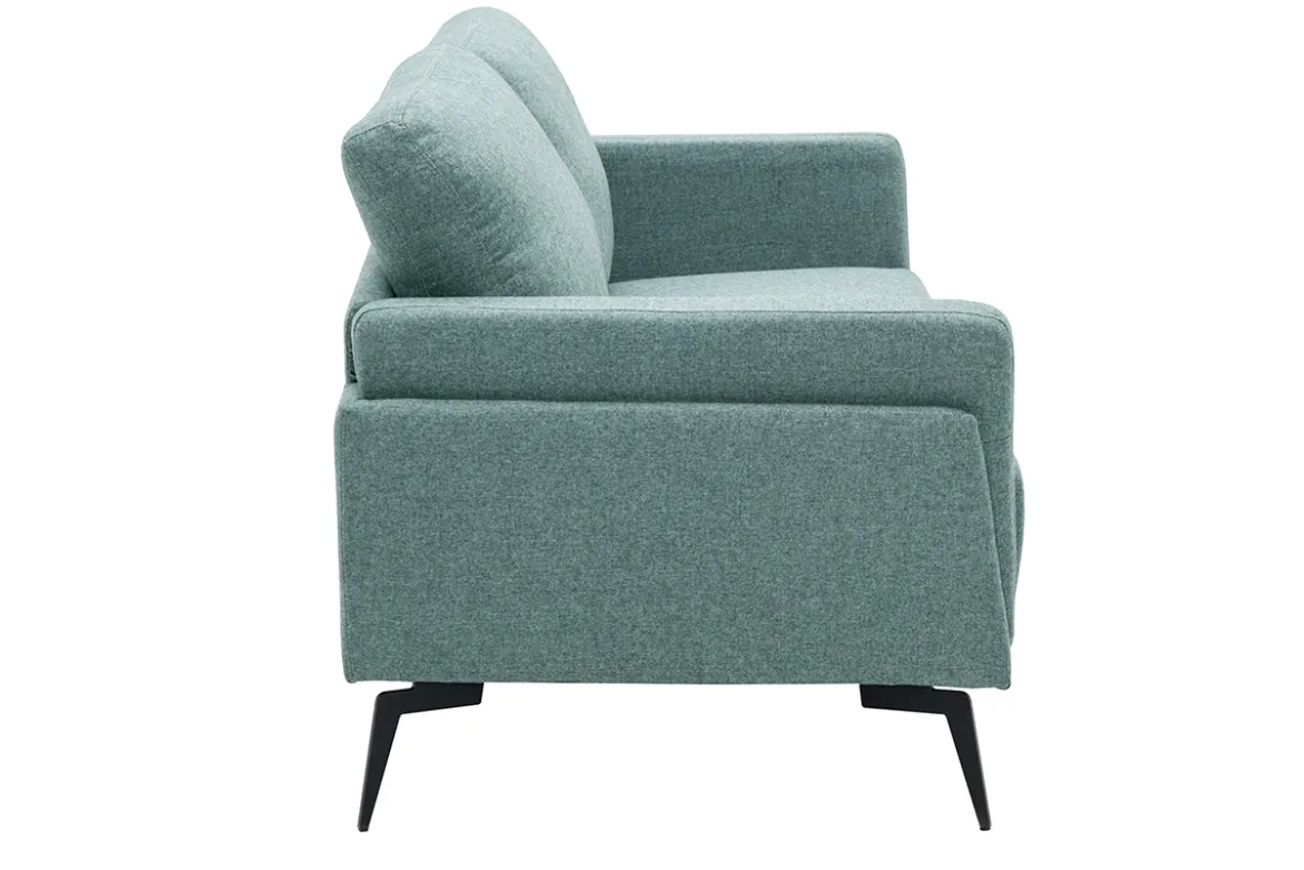 Canapé design 2 places en tissu vert de gris et métal noir MOSCO
