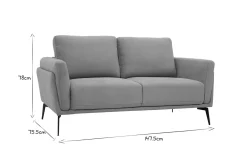 Canapé design 2 places en tissu vert de gris et métal noir MOSCO