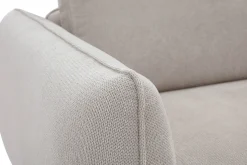Canapé design 3 places et repose-pieds en tissu chenille beige et métal noir TODD