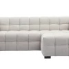 Canapé design 3 places et repose-pieds en tissu effet velours texturé beige CORTO