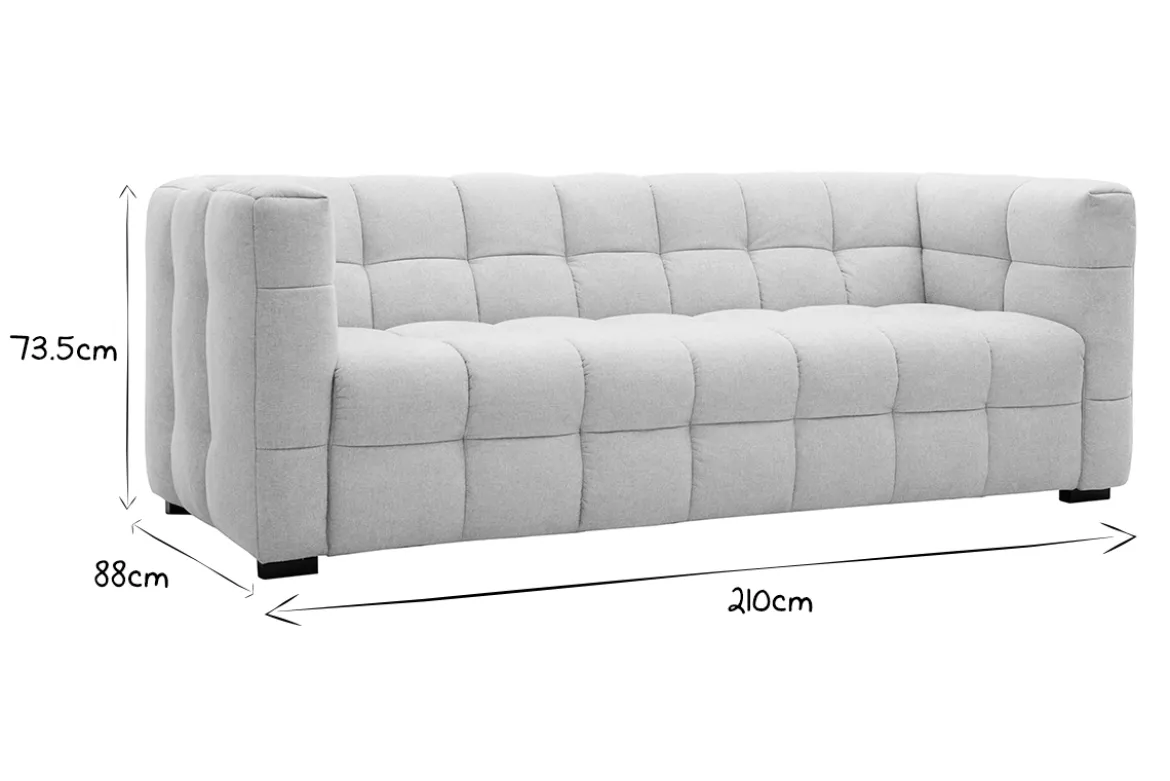 Canapé design 3 places et repose-pieds en tissu effet velours texturé beige CORTO