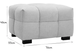 Canapé design 3 places et repose-pieds en tissu effet velours texturé beige CORTO