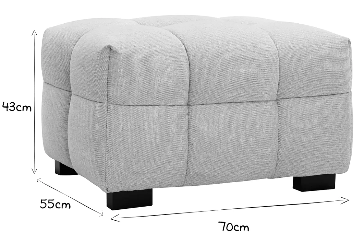 Canapé design 3 places et repose-pieds en tissu effet velours texturé beige CORTO