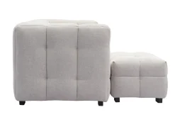 Canapé design 3 places et repose-pieds en tissu effet velours texturé beige CORTO