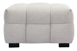 Canapé design 3 places et repose-pieds en tissu effet velours texturé beige CORTO