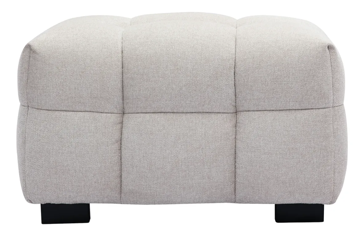 Canapé design 3 places et repose-pieds en tissu effet velours texturé beige CORTO