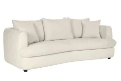 Canapé déhoussable 3-4 places design haricot en tissu effet velours beige clair SACHA