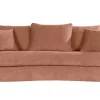 Canapé déhoussable 3-4 places design haricot en tissu effet velours terre brûlée SACHA