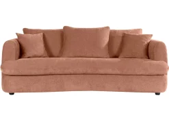 Canapé déhoussable 3-4 places design haricot en tissu effet velours terre brûlée SACHA