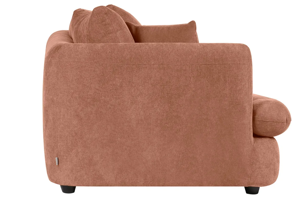 Canapé déhoussable 3-4 places design haricot en tissu effet velours terre brûlée SACHA