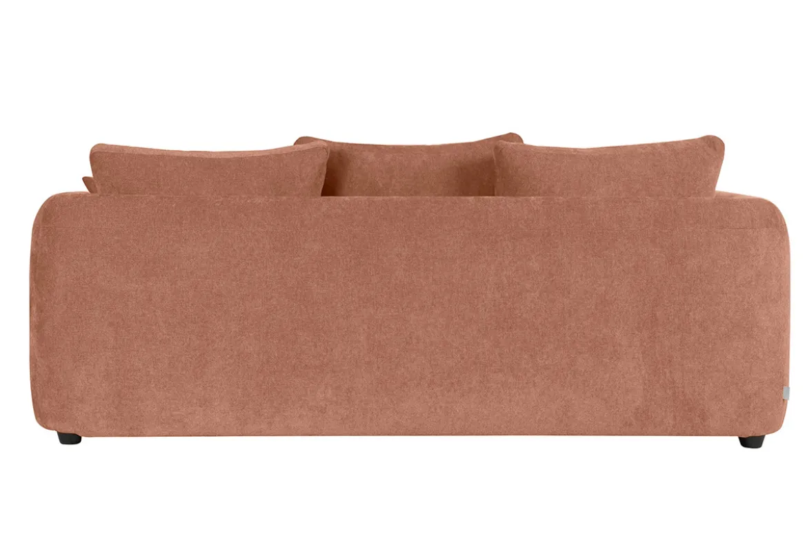 Canapé déhoussable 3-4 places design haricot en tissu effet velours terre brûlée SACHA