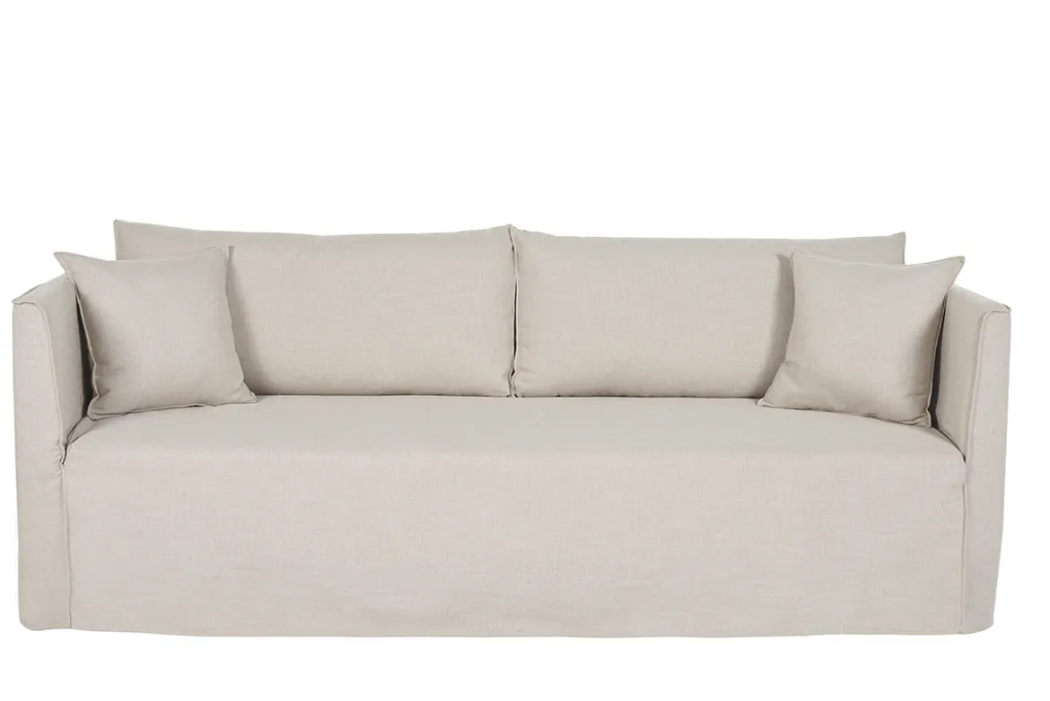 Canapé déhoussable 4-5 places en tissu beige ADELE