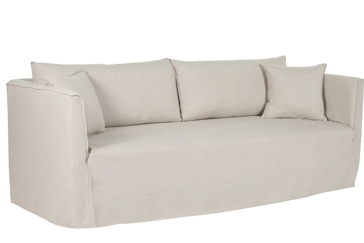Canapé déhoussable 4-5 places en tissu beige ADELE