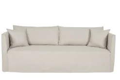 Canapé déhoussable 4-5 places en tissu beige ADELE