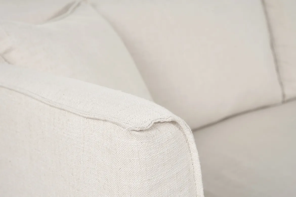Canapé déhoussable 4-5 places en tissu beige ADELE