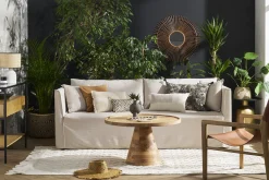 Canapé déhoussable 4-5 places en tissu beige ADELE
