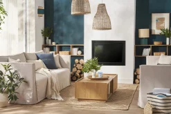 Canapé déhoussable 4-5 places en tissu beige ADELE