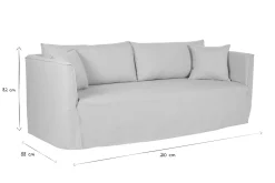 Canapé déhoussable 4-5 places en tissu beige ADELE