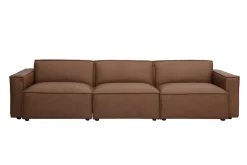 Canapé modulable vintage 4 places en cuir marron SPLIT