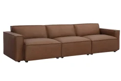 Canapé modulable vintage 4 places en cuir marron SPLIT