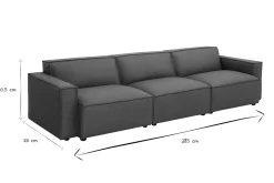 Canapé modulable vintage 4 places en cuir marron SPLIT
