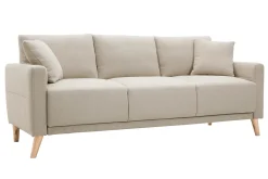 Canapé 3 places en tissu beige et bois clair MUNIK