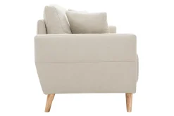 Canapé 3 places en tissu beige et bois clair MUNIK